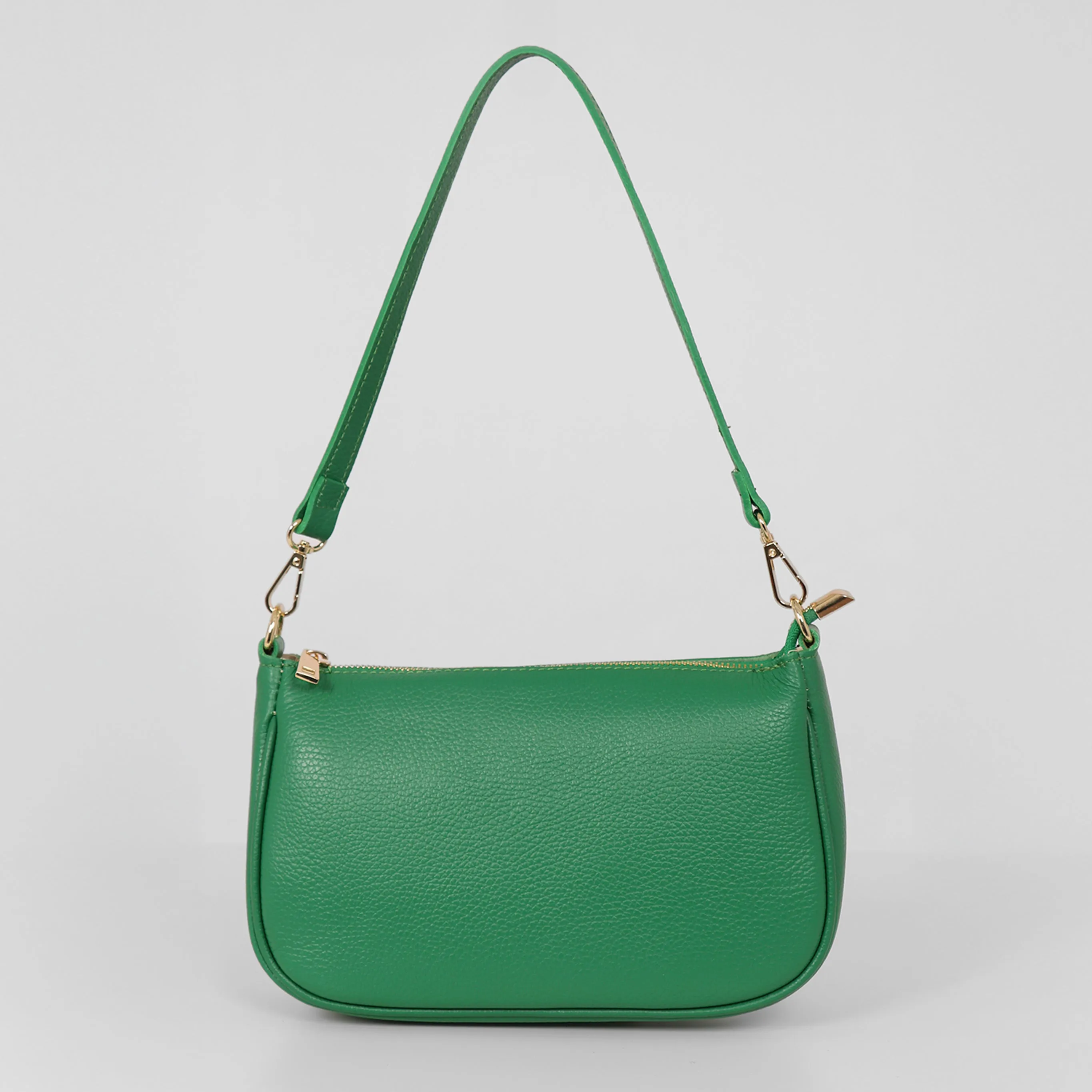 Chloe - Italian Leather Baguette Bag - Bright Green, Pebbled