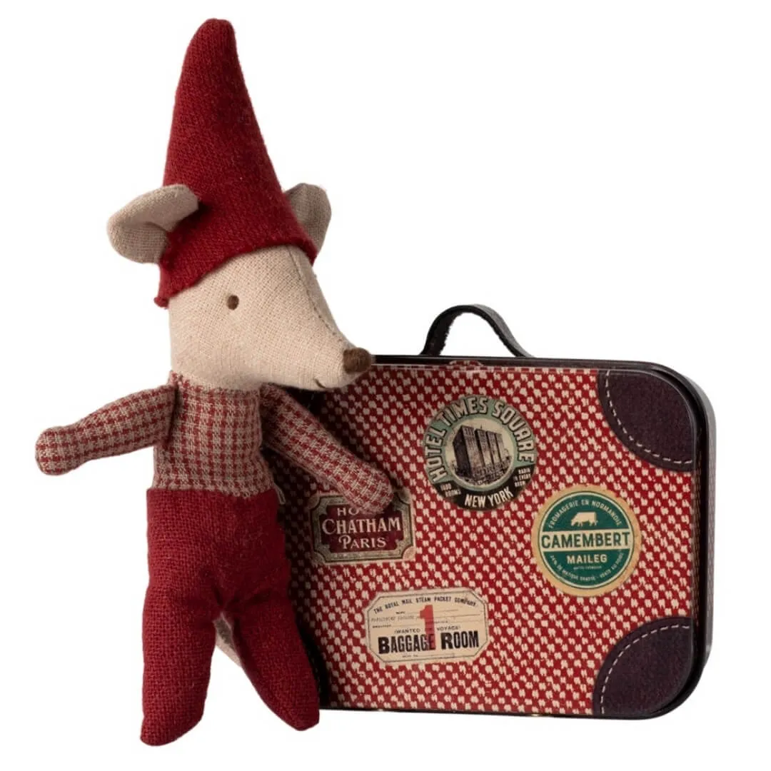 Christmas Baby Mouse with Suitcase
