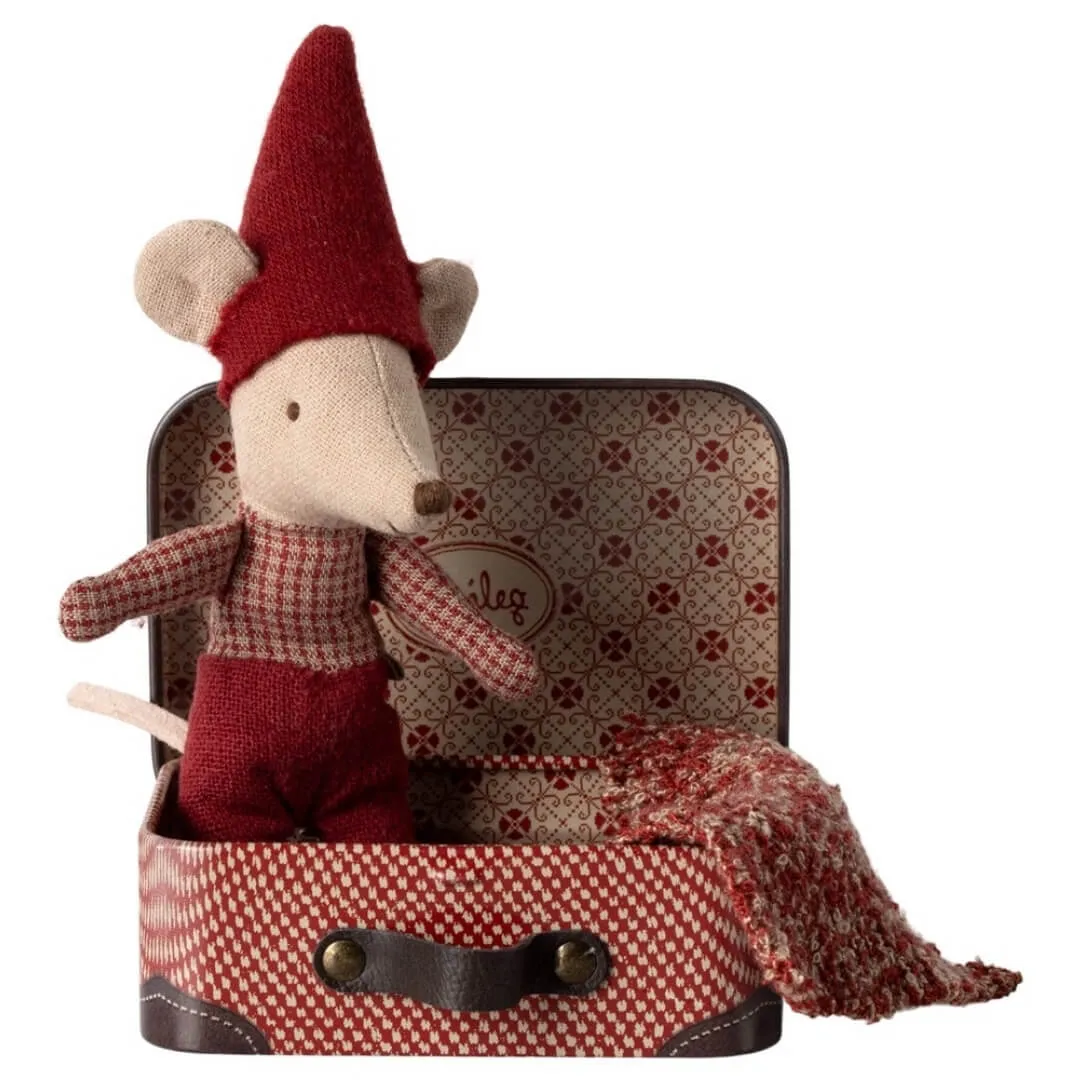 Christmas Baby Mouse with Suitcase