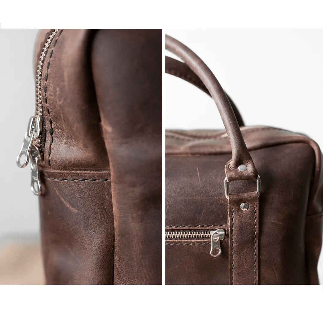 Classic Leather Boaz Briefcase - Chocolate Brown