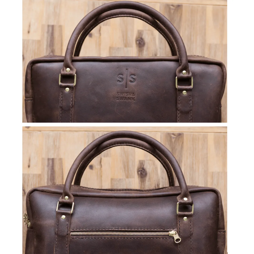 Classic Leather Boaz Briefcase - Chocolate Brown
