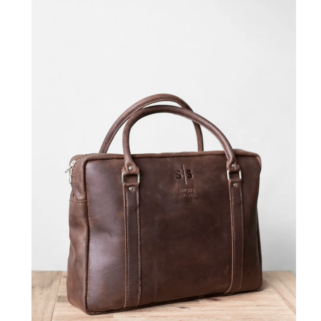 Classic Leather Boaz Briefcase - Chocolate Brown