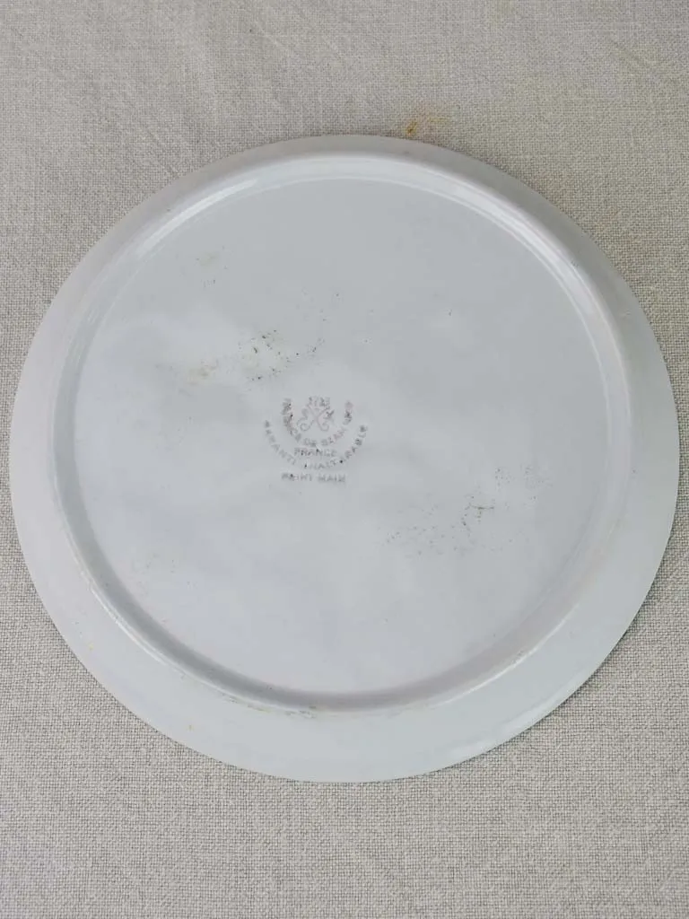 Collection of 10 French oyster plates and platter - hand painted