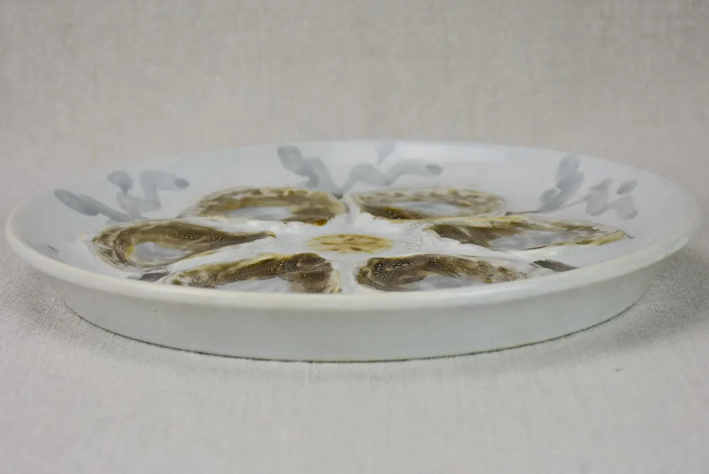 Collection of 10 French oyster plates and platter - hand painted