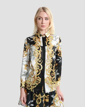 Contrasted Ornamental Print Shirt