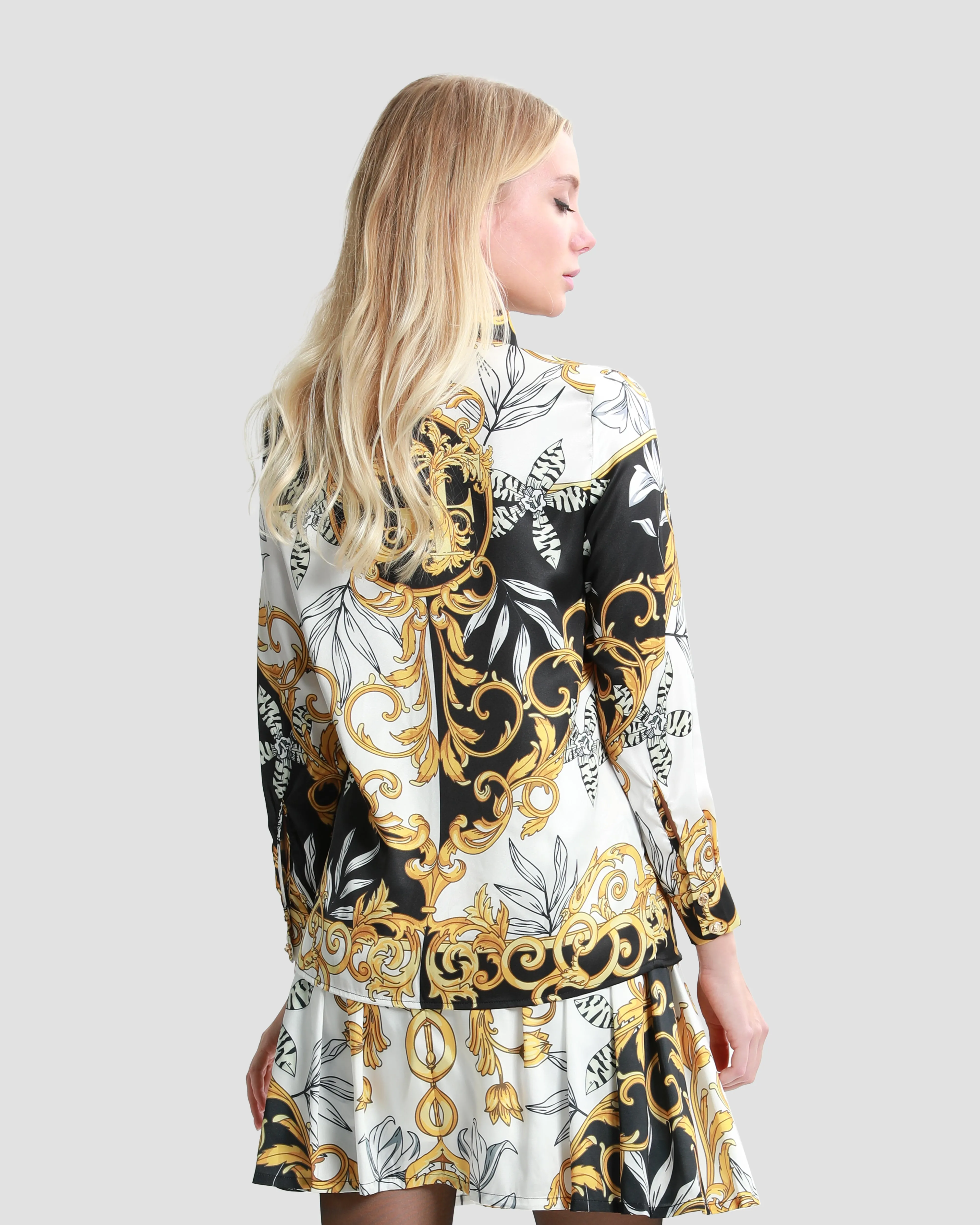Contrasted Ornamental Print Shirt