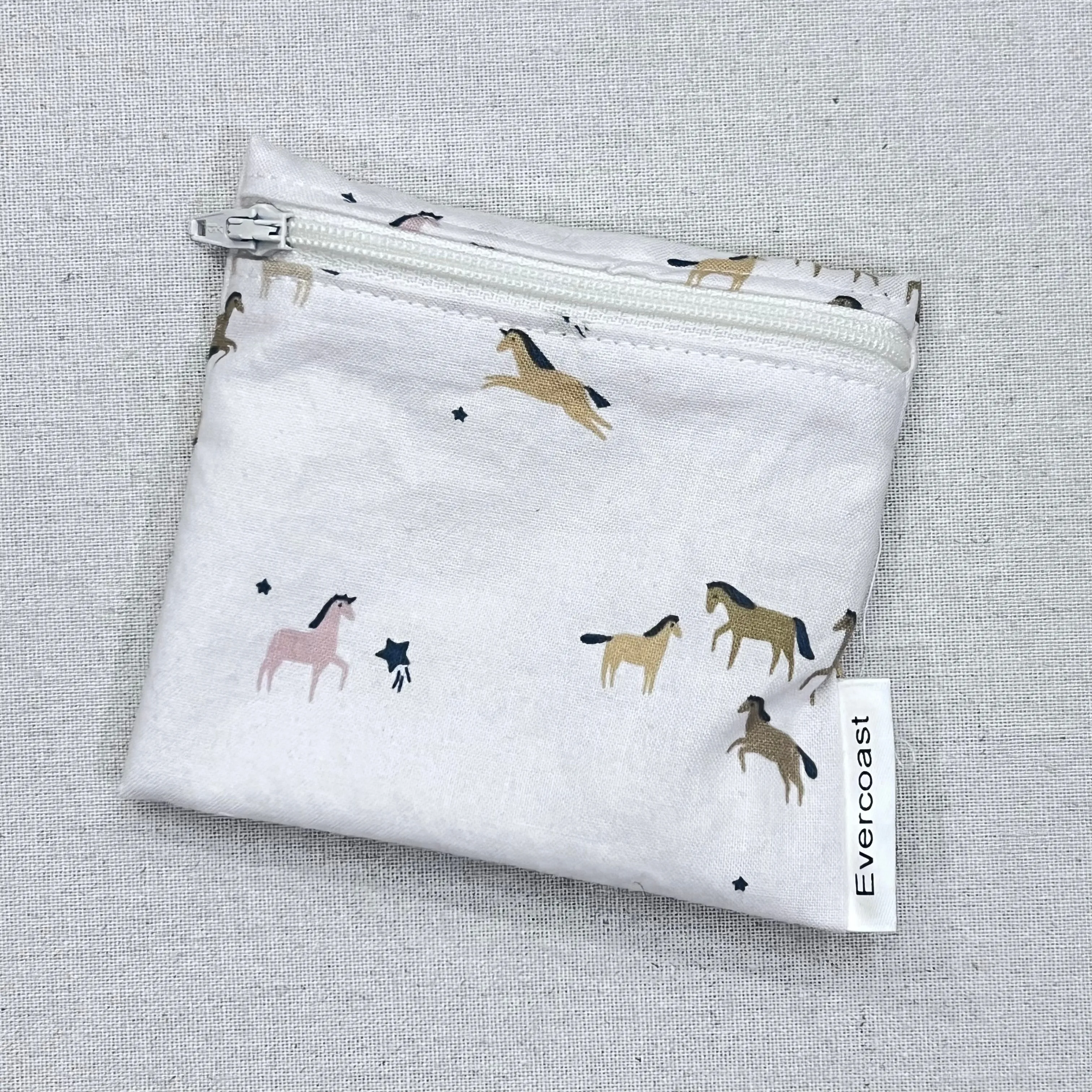 Cream Horses Reusable Mini Snack Bag