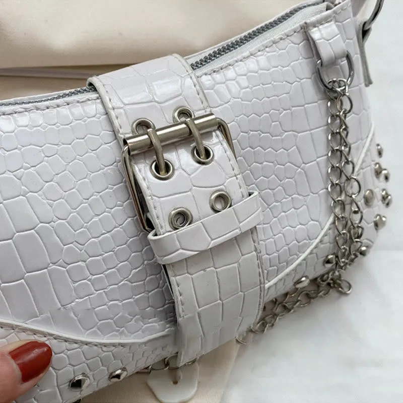 Crossbody Bag For Women Crocodile Pattern Retro Punk Party Bag