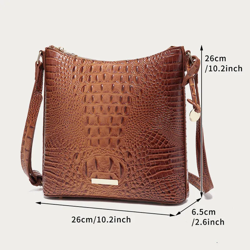 Crossbody Bag For Women Retro Crocodile Pattern Leather Dating Bag