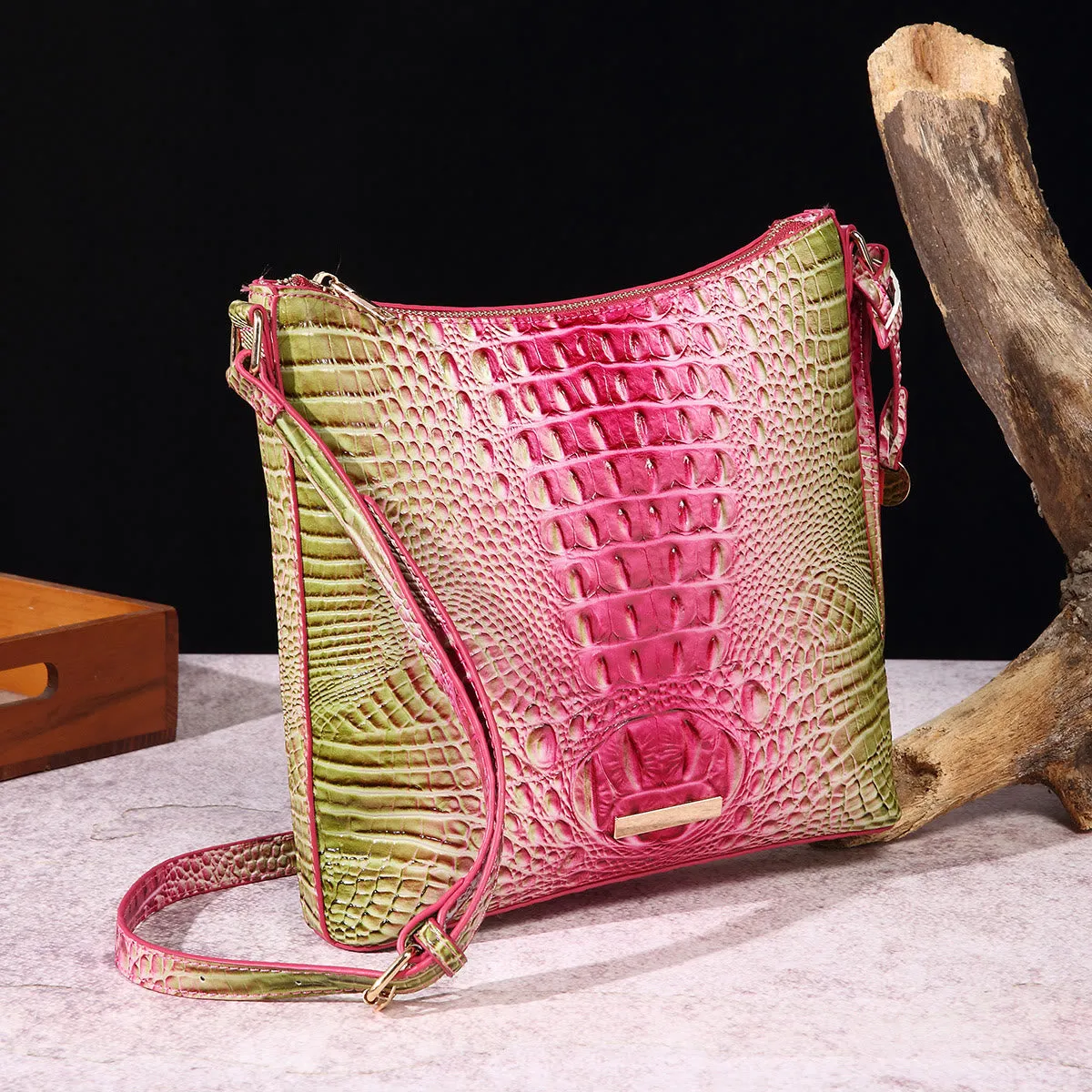 Crossbody Bag For Women Retro Crocodile Pattern Leather Dating Bag