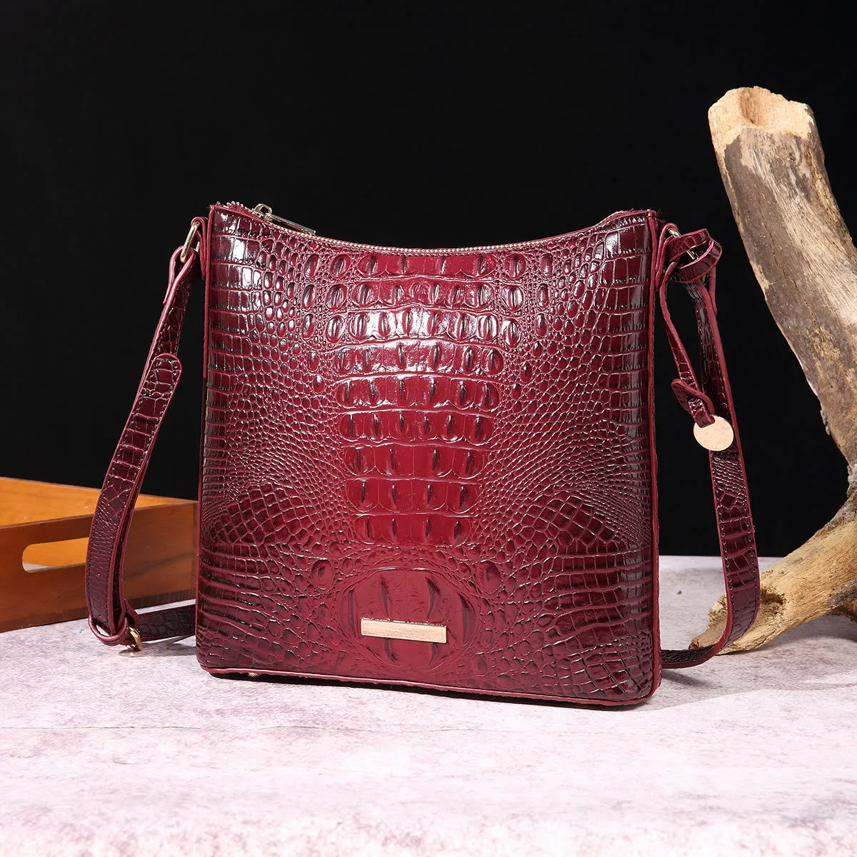 Crossbody Bag For Women Retro Crocodile Pattern Leather Dating Bag