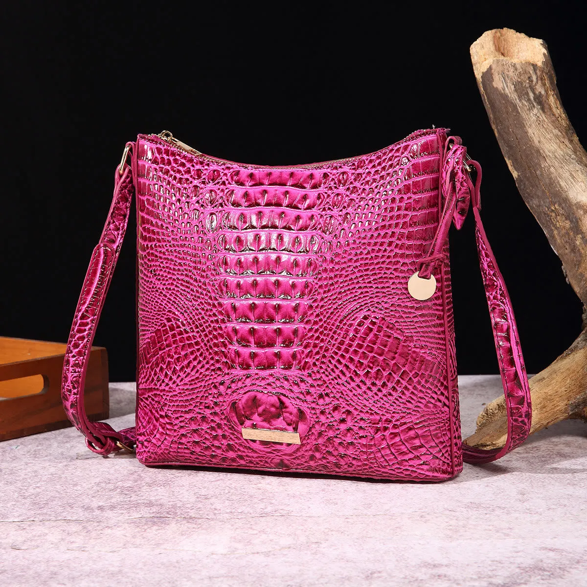 Crossbody Bag For Women Retro Crocodile Pattern Leather Dating Bag
