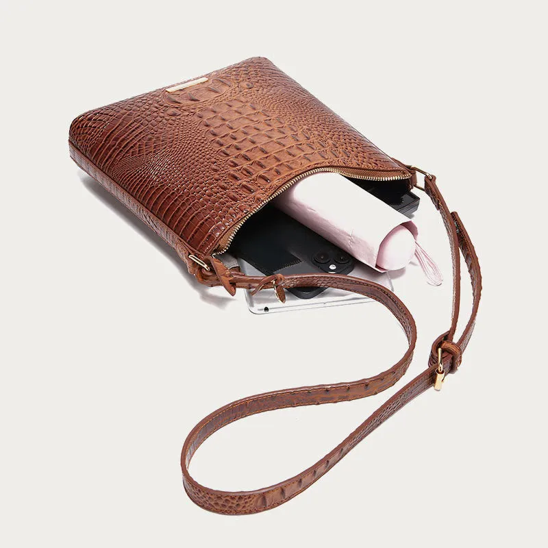 Crossbody Bag For Women Retro Crocodile Pattern Leather Dating Bag
