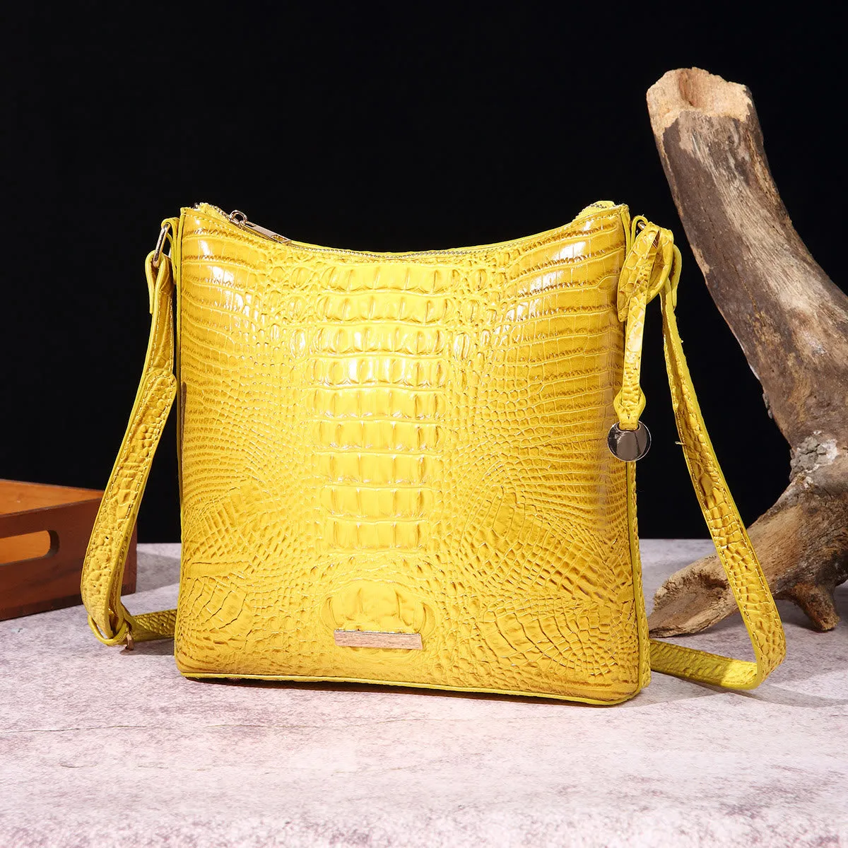 Crossbody Bag For Women Retro Crocodile Pattern Leather Dating Bag