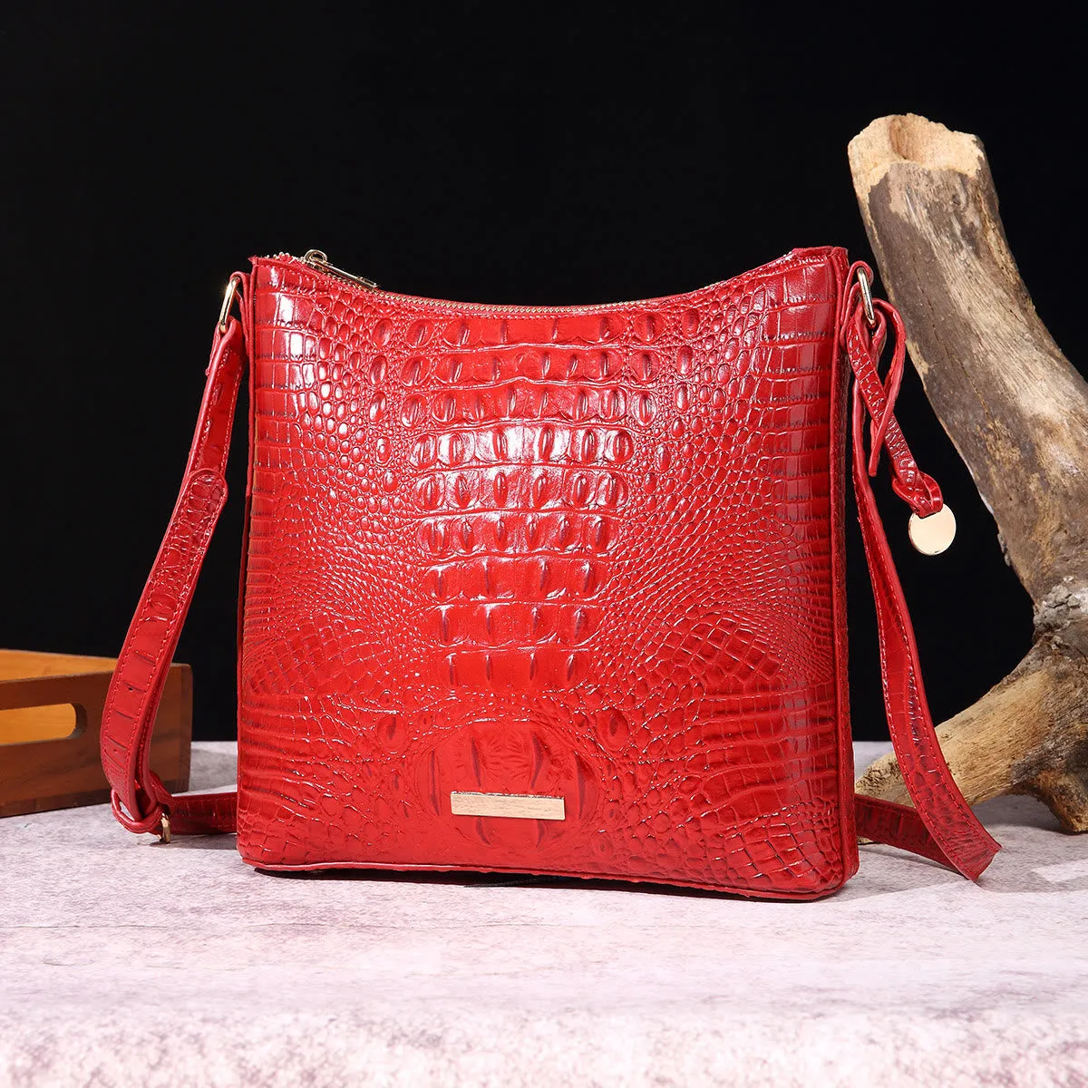 Crossbody Bag For Women Retro Crocodile Pattern Leather Dating Bag
