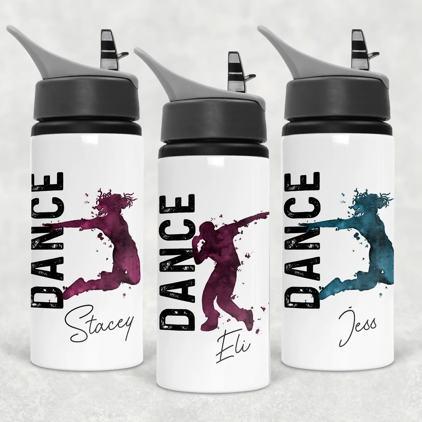 Dance Personalised Aluminium Straw Water Bottle 650ml