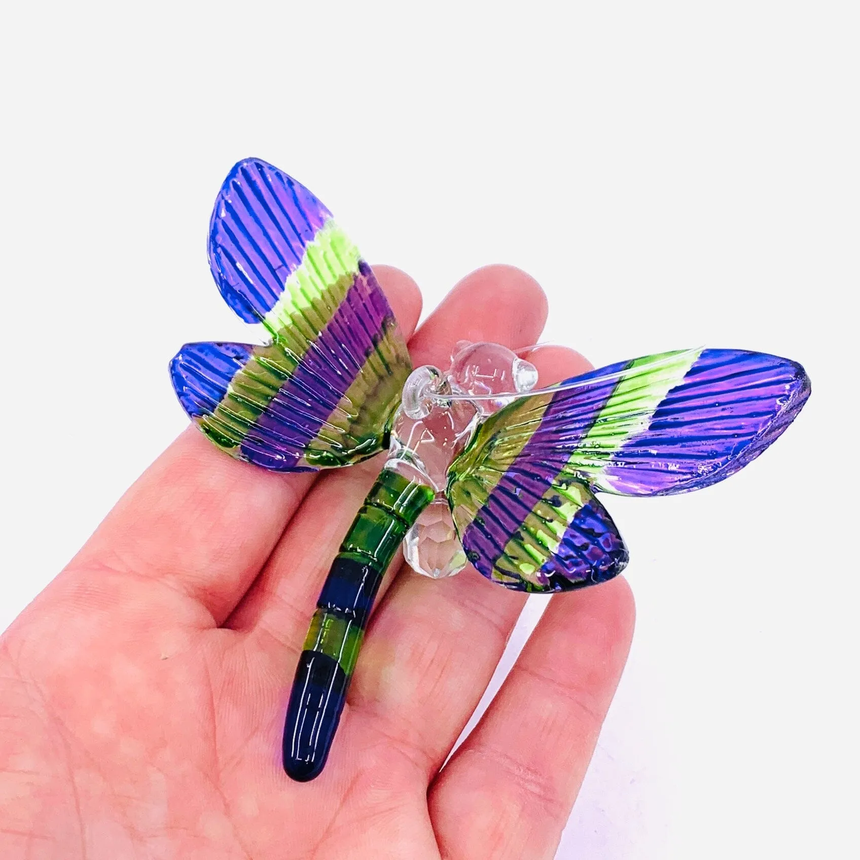 Dazzle Glass Dragonfly Green and Purple 4