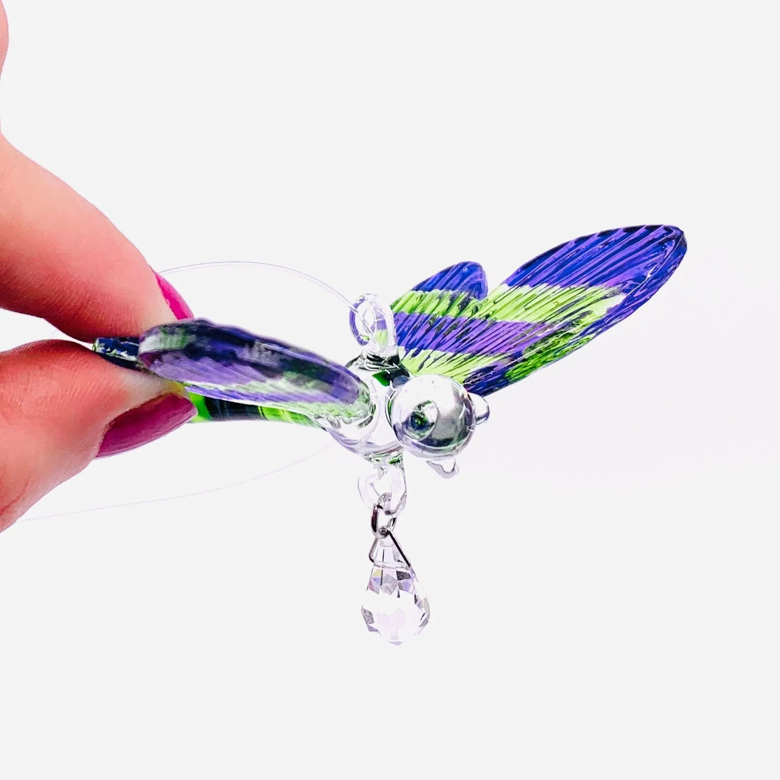 Dazzle Glass Dragonfly Green and Purple 4