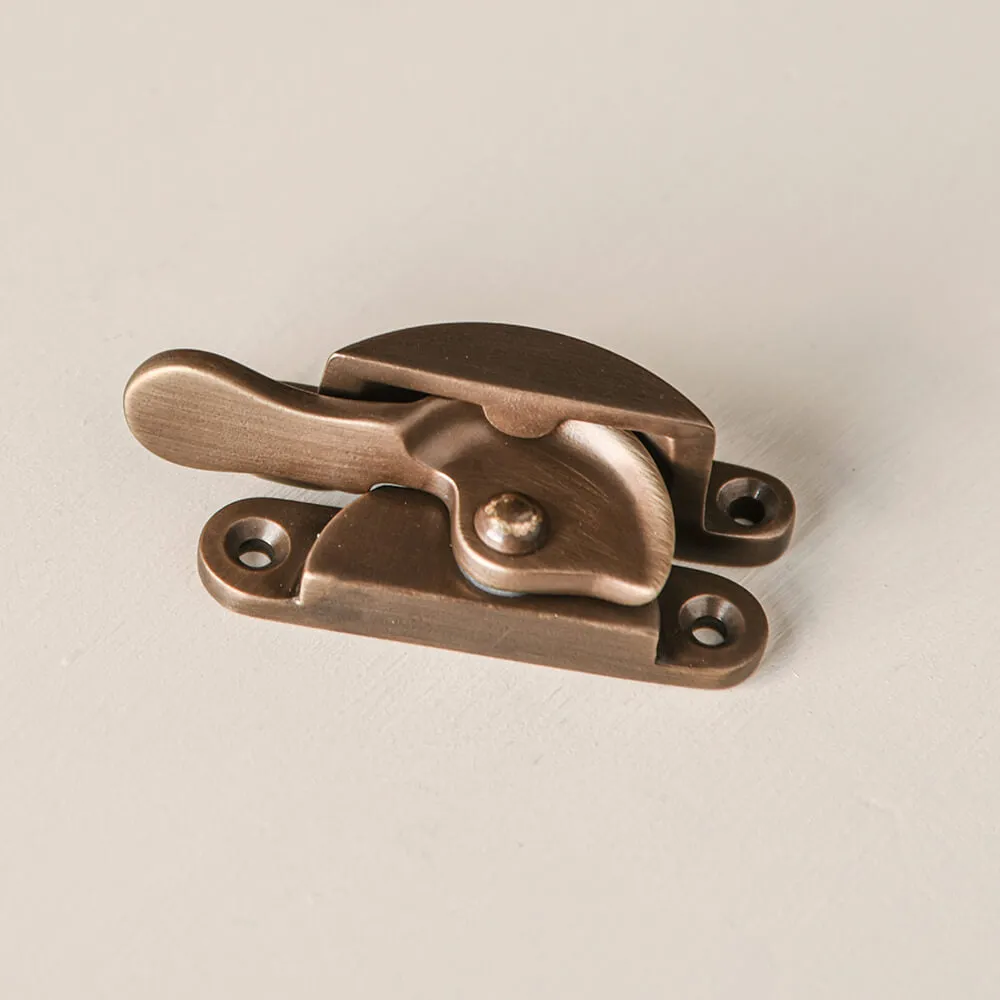 Distressed Antique Brass Fitch Sash Window Fastener