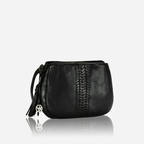 Double Compartment Leather Bag, Black