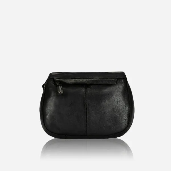 Double Compartment Leather Bag, Black