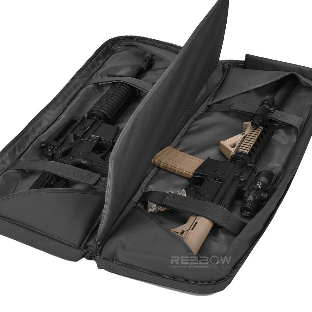 Double Long Rifle Gun Case Bag Tactical Rifle Backpack Pistol Soft Firearm Transportation Carbine Case - Lockable Compartment