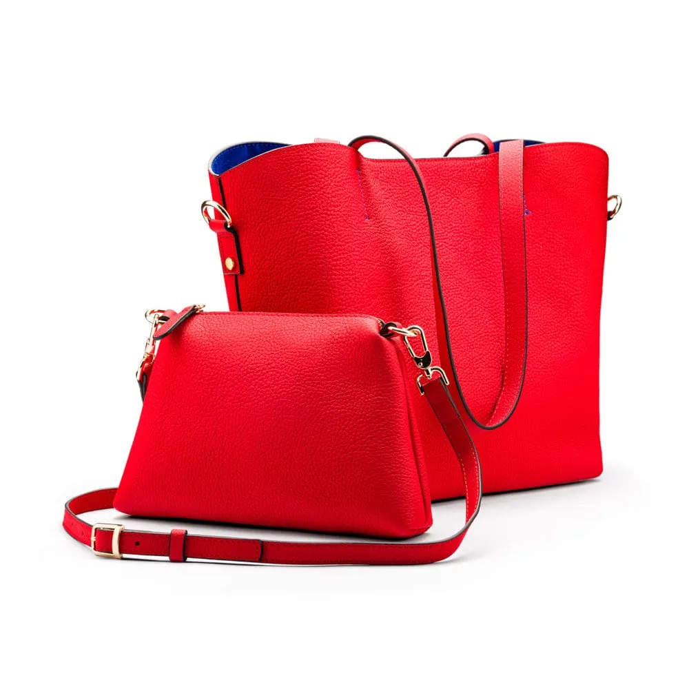 Emma 2 in 1 Leather Tote Bag - Red
