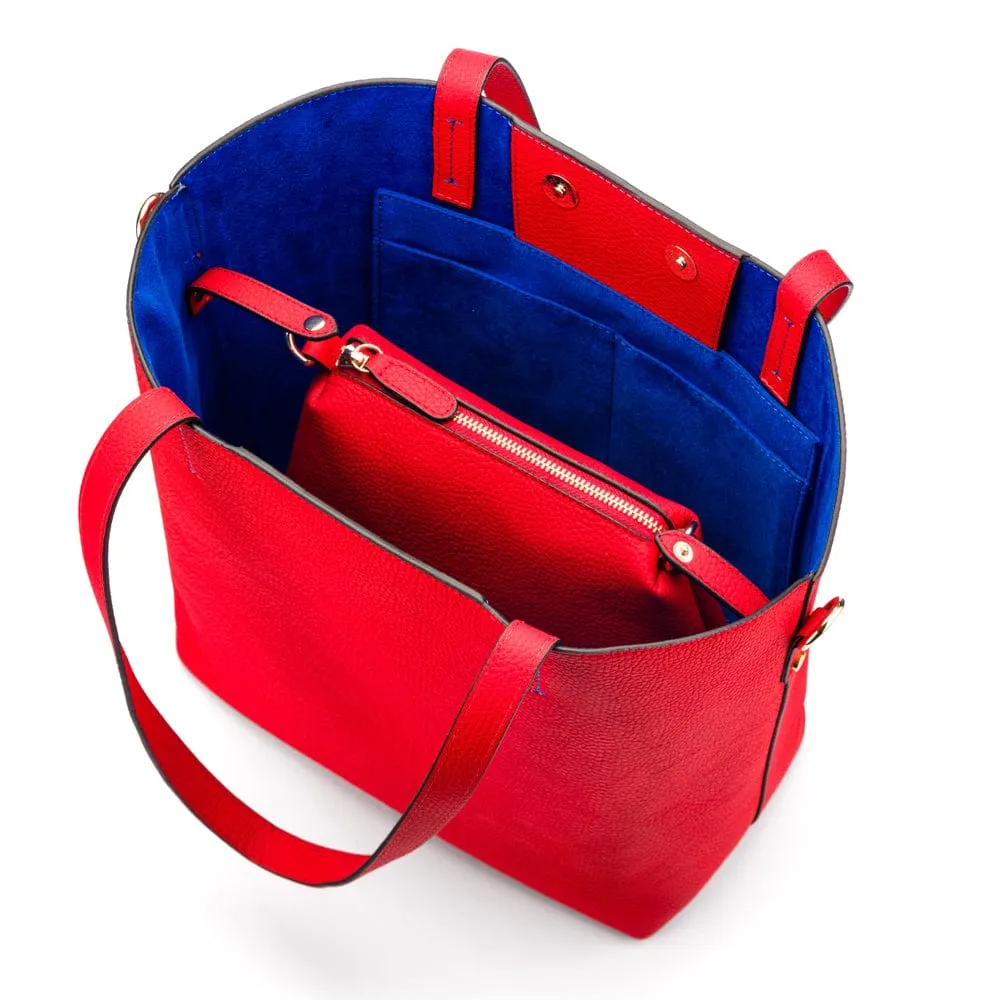 Emma 2 in 1 Leather Tote Bag - Red