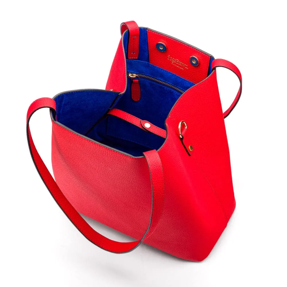 Emma 2 in 1 Leather Tote Bag - Red