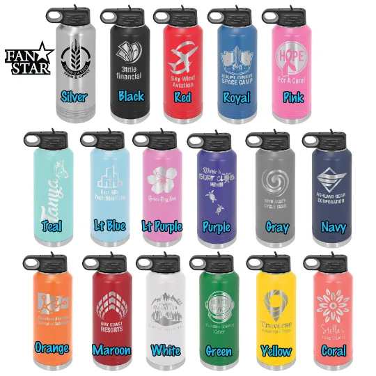 Engraved Music Stainless Steel Water Bottle, Choose Your Customizations