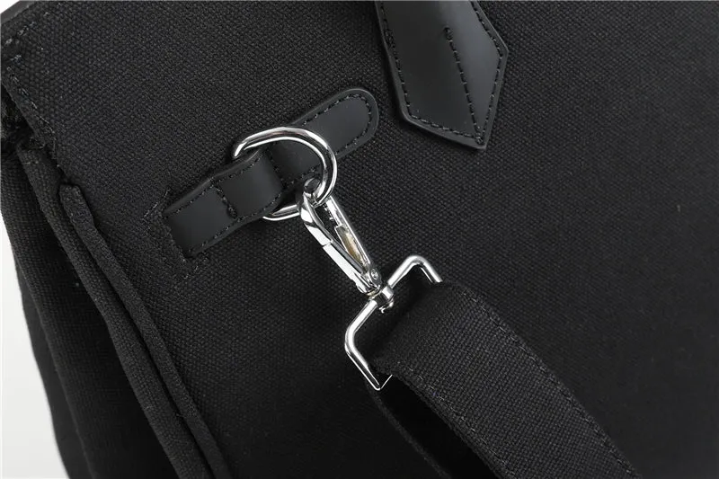 Exclusive black canvas leather men's women's weekender overnight travel bag