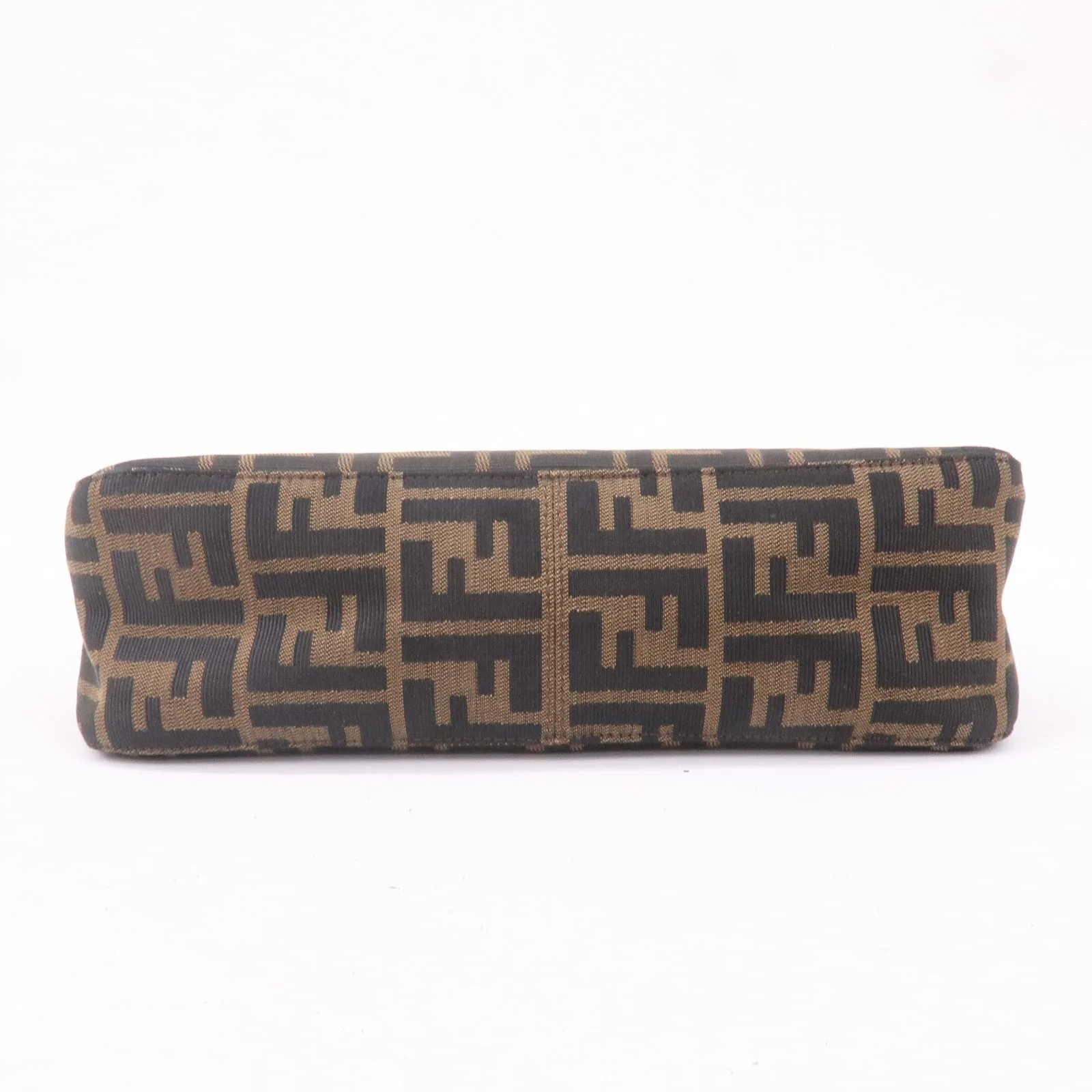 FENDI Zucca Canvas Leather Shoulder Bag Khaki Black Brown 26566