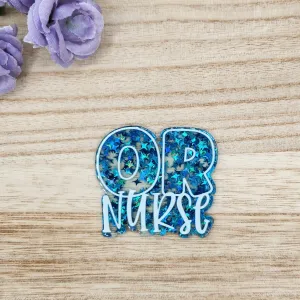 Flatback-OR Nurse (Blue Star Glitter)