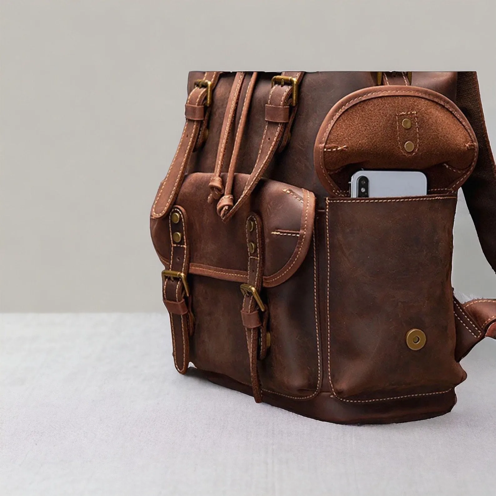 Full Grain Leather 15.6" Laptop Backpack