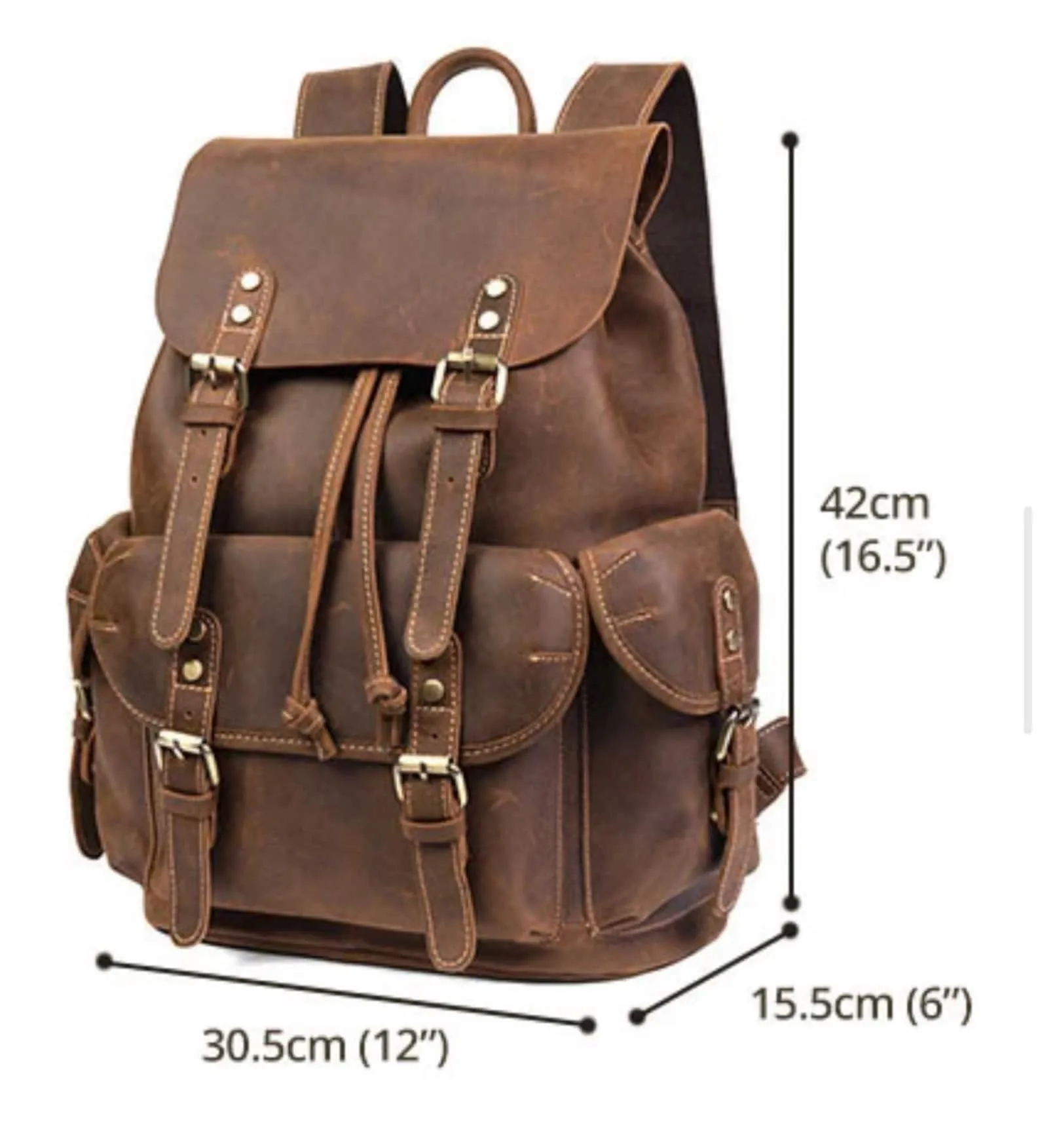 Full Grain Leather 15.6" Laptop Backpack