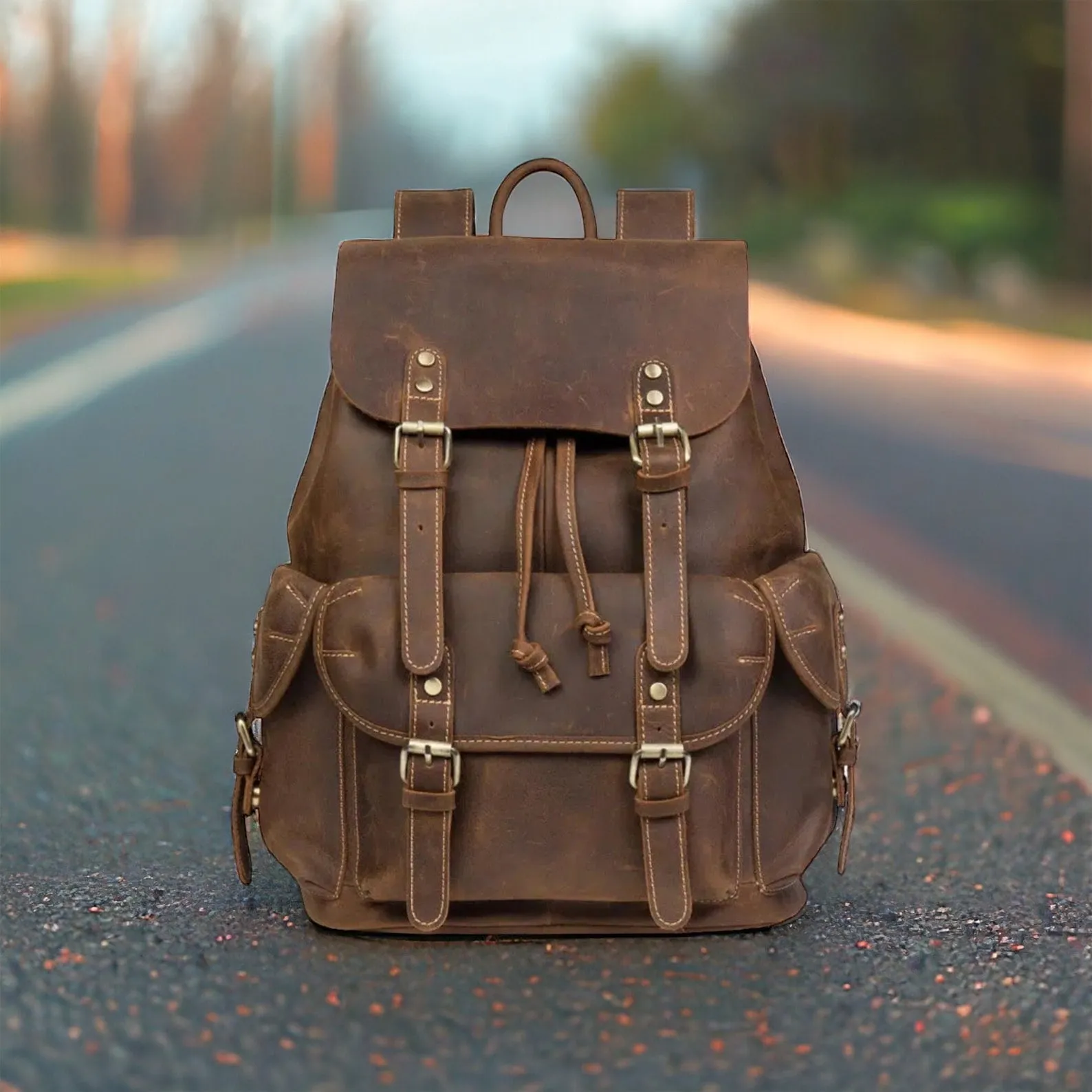 Full Grain Leather 15.6" Laptop Backpack