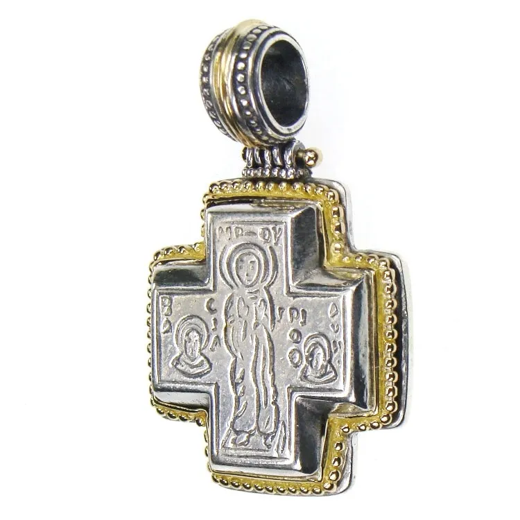 Gold Border Engraved Greek Cross