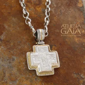 Gold Border Engraved Greek Cross