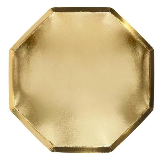 Gold Dinner Plates, Set of 8 Meri Meri Beautiful Basics Gold Paper Plates, 10" x 10"