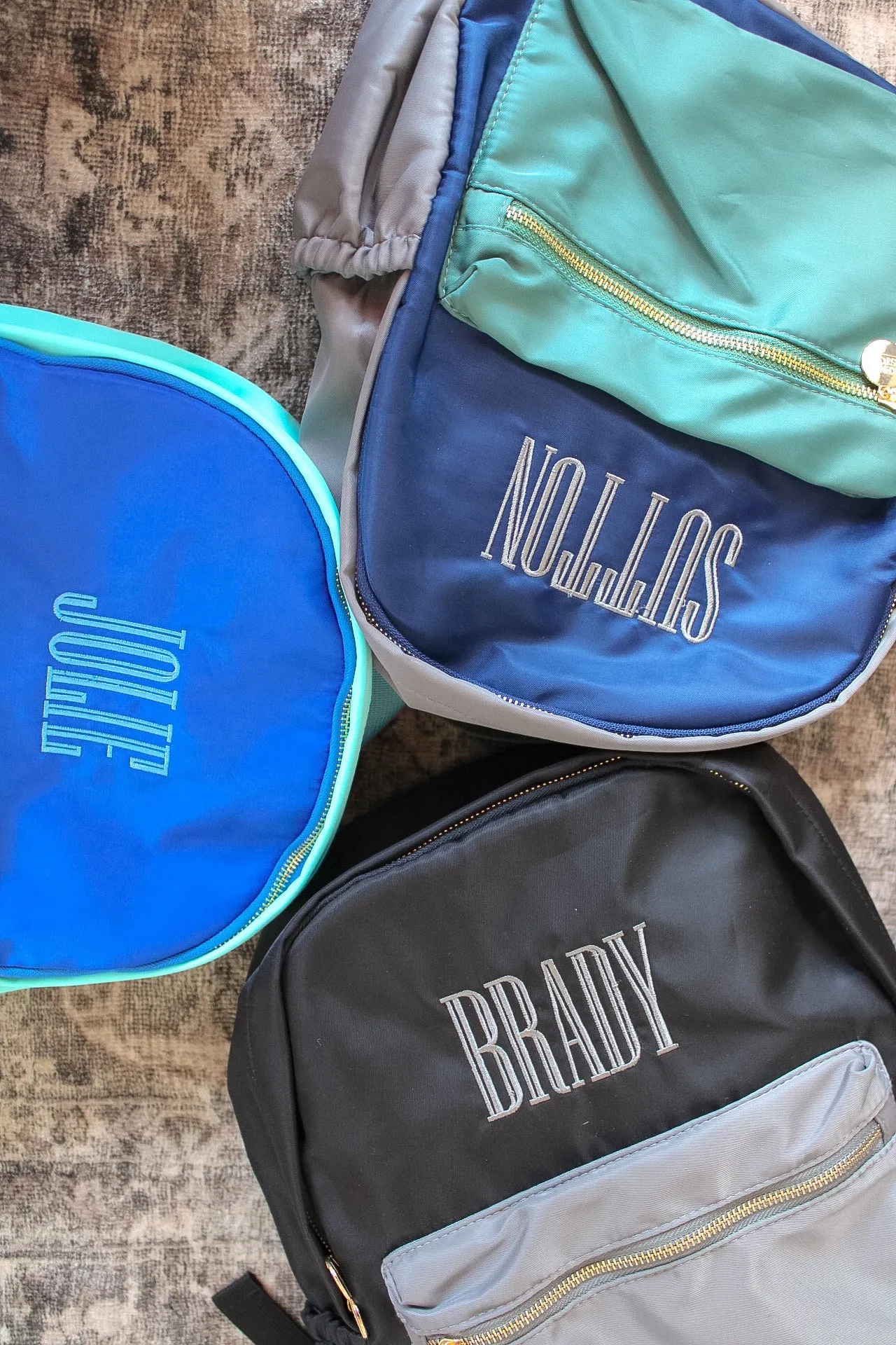 Green, Navy,   Grey Colorblock Backpack