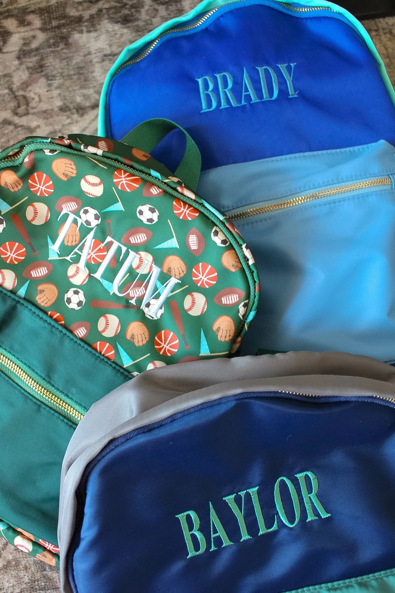 Green, Navy,   Grey Colorblock Backpack