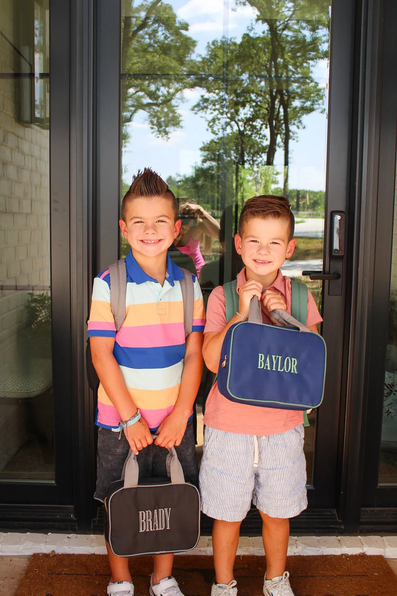 Green, Navy,   Grey Colorblock Backpack