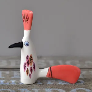 Handmade Ceramic Crested Chatter-Bill Bird Ornament