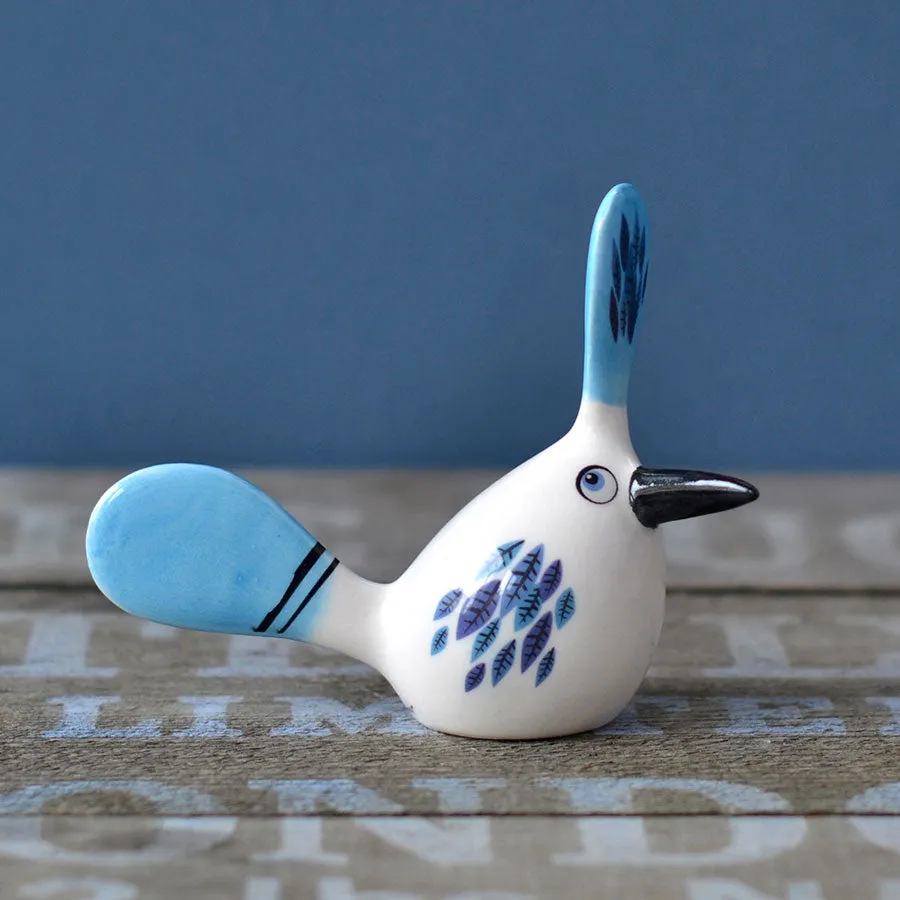 Handmade Ceramic Crested Fantail Bird Ornament
