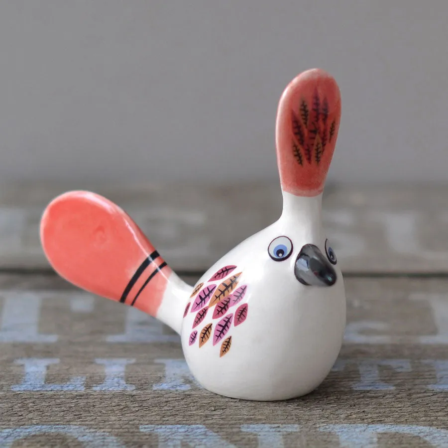 Handmade Ceramic Crested Fantail Bird Ornament
