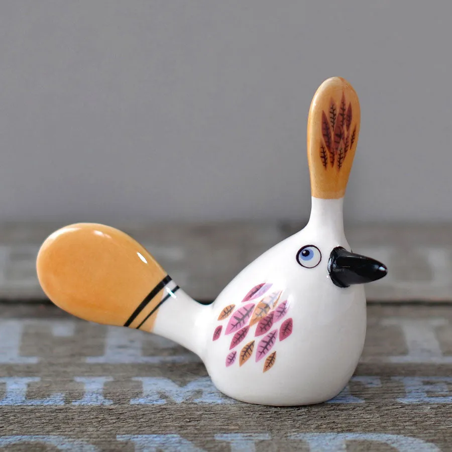 Handmade Ceramic Crested Fantail Bird Ornament