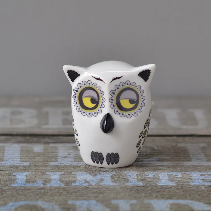 Handmade Ceramic Yellow Baby Owl Ornament