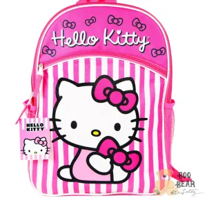 Hello Kitty Bows and Stripes Backpack with One Front Pocket Pink | Boo Bear | $29.99