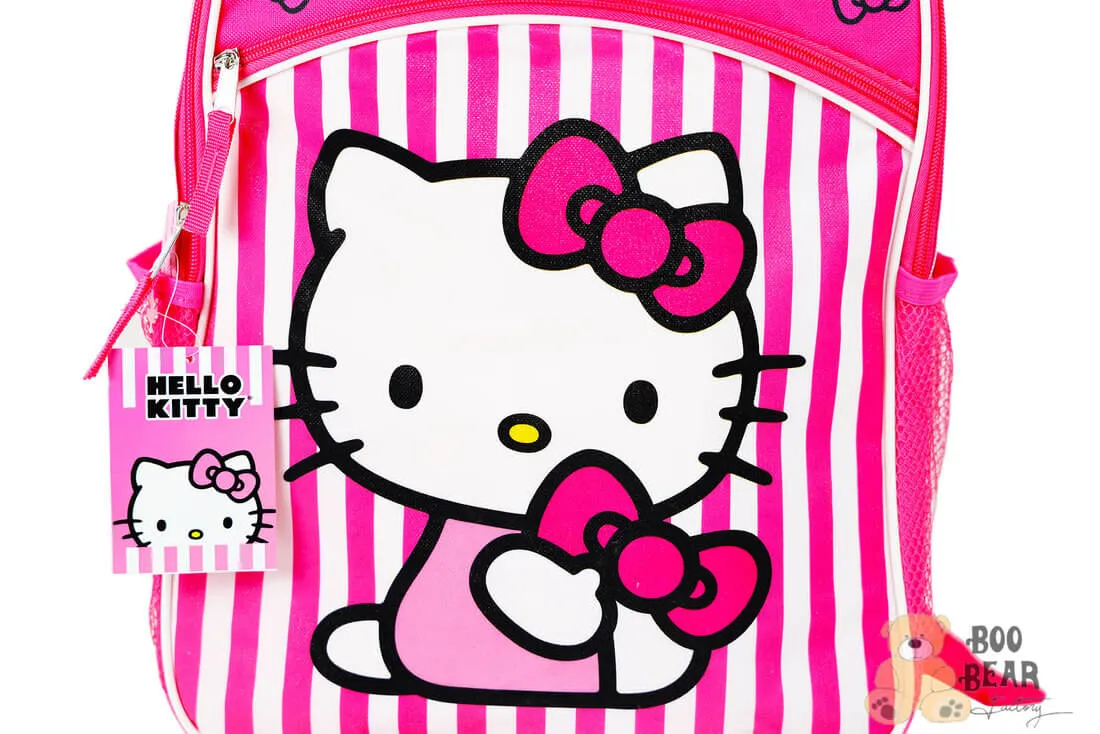 Hello Kitty Bows and Stripes Backpack with One Front Pocket Pink | Boo Bear | $29.99