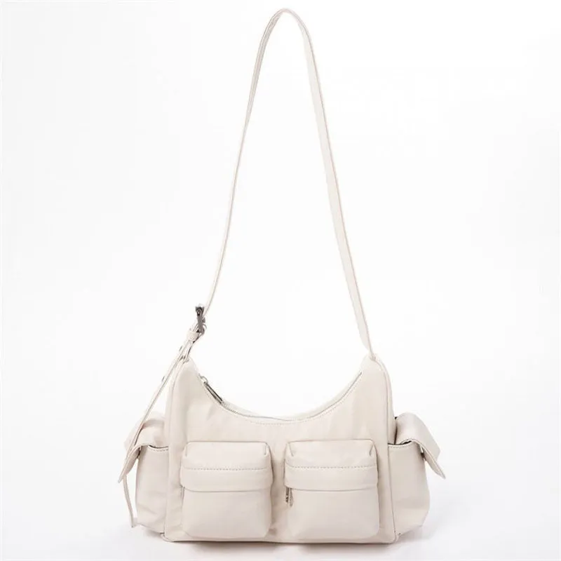 Horizontal Shoulder Bag For Women Multiple Pocket Minimalist Underarm Bag